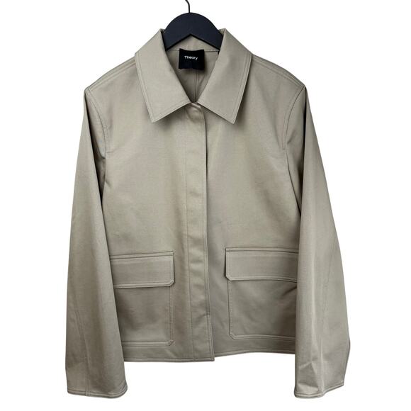 New THEORY Cotton Boxy Patch Jacket XL - Picture 11 of 16